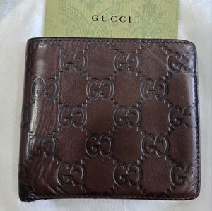 🐢 Gucci Wallet Purse Bifold Wallet Guccissima Brown Unisex Authentic T6720